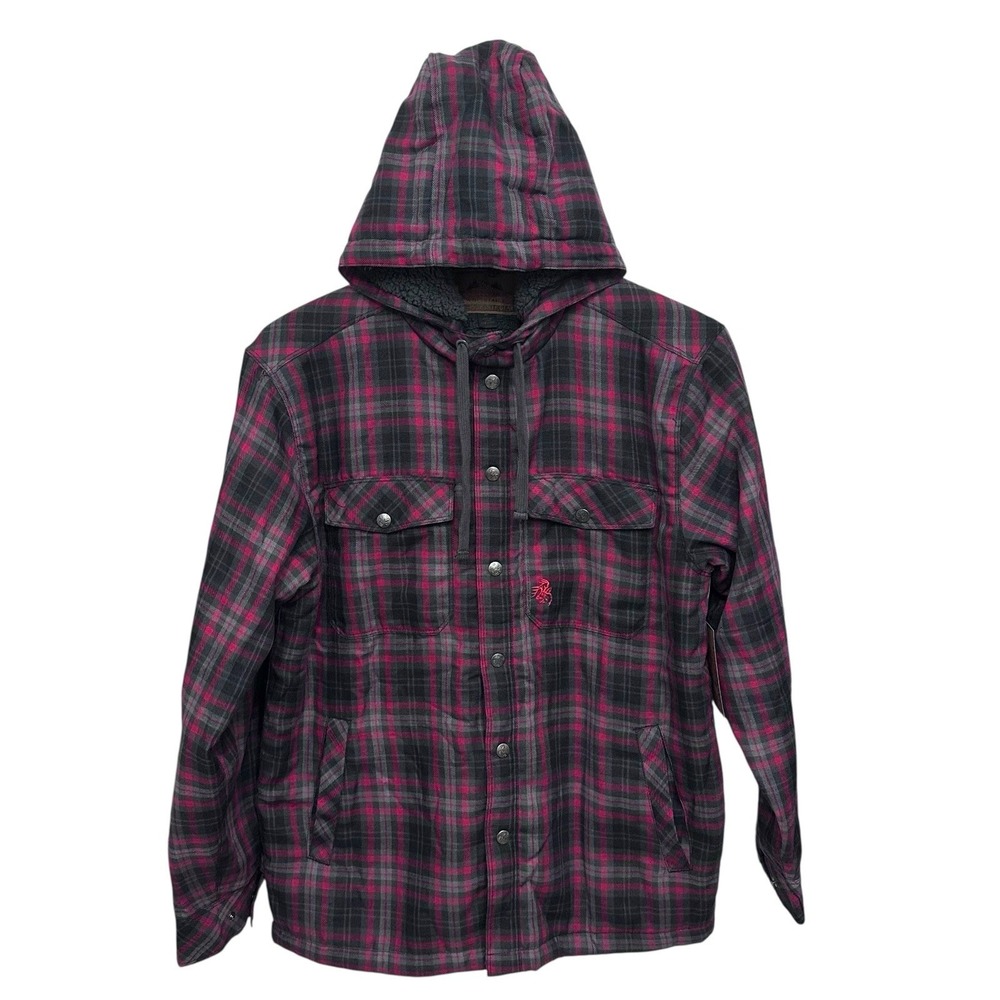 Legendary Whitetails Men Camp Night Berber Lined Hooded Flannel Shirt Jacket (M)
